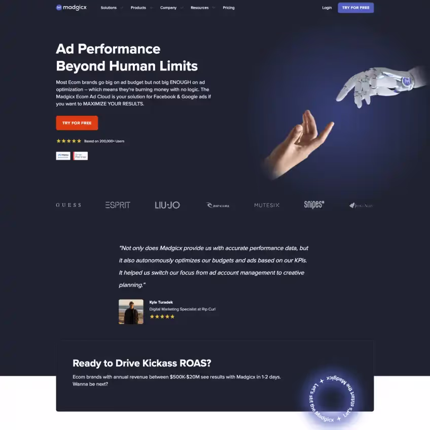 Madgicx website design