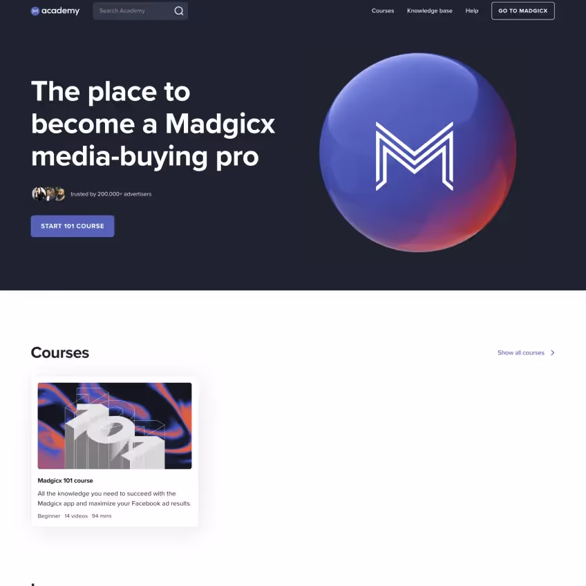 Madgicx Academy website design