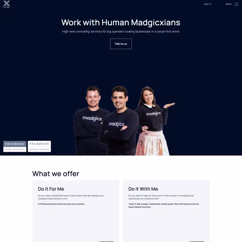 Madgicx agency hero section design