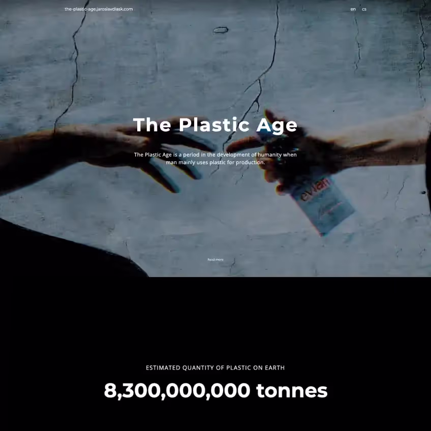Hero section design on a topic of plastic pollution