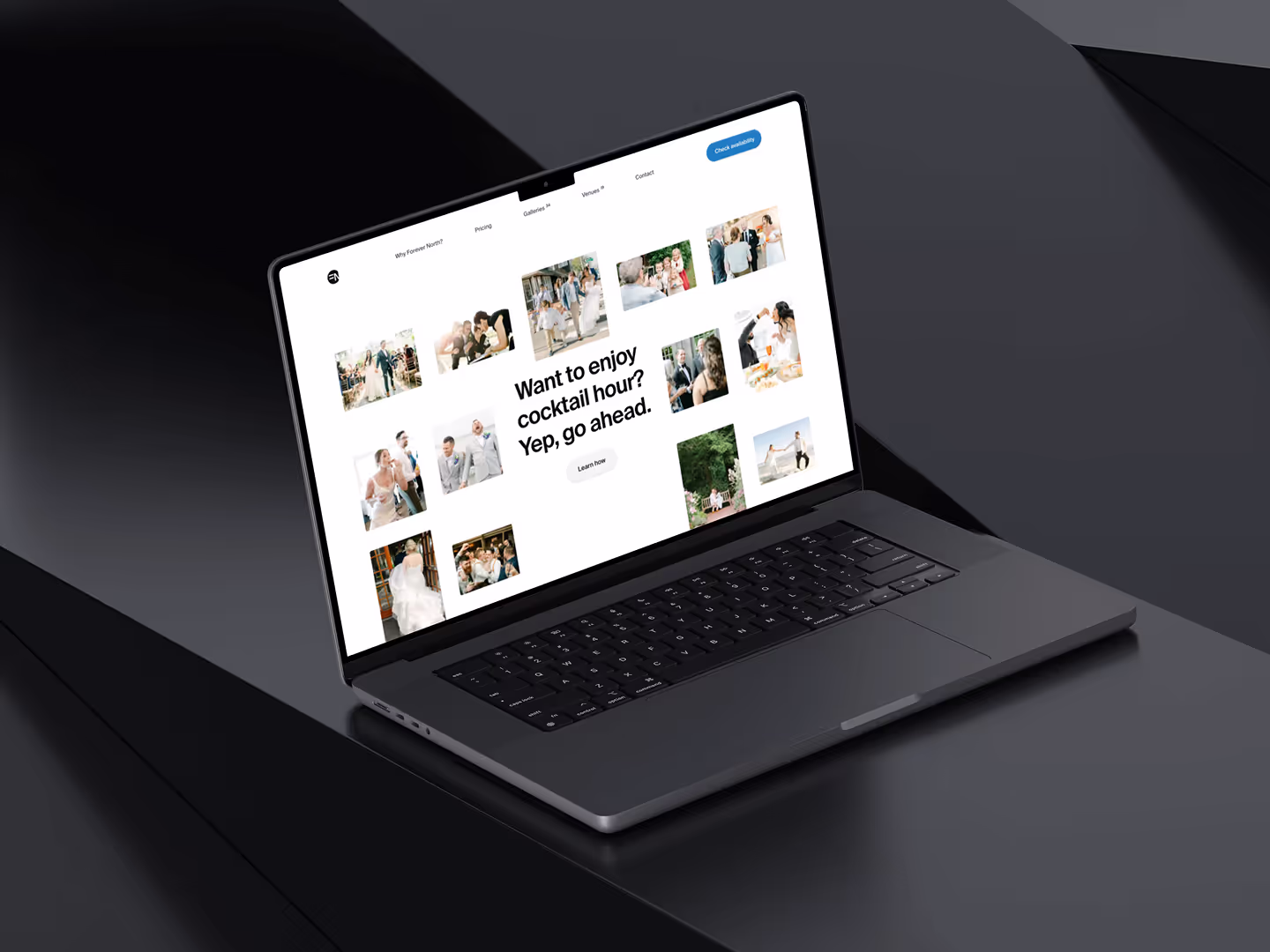 Forever north wedding photography website hero section design.