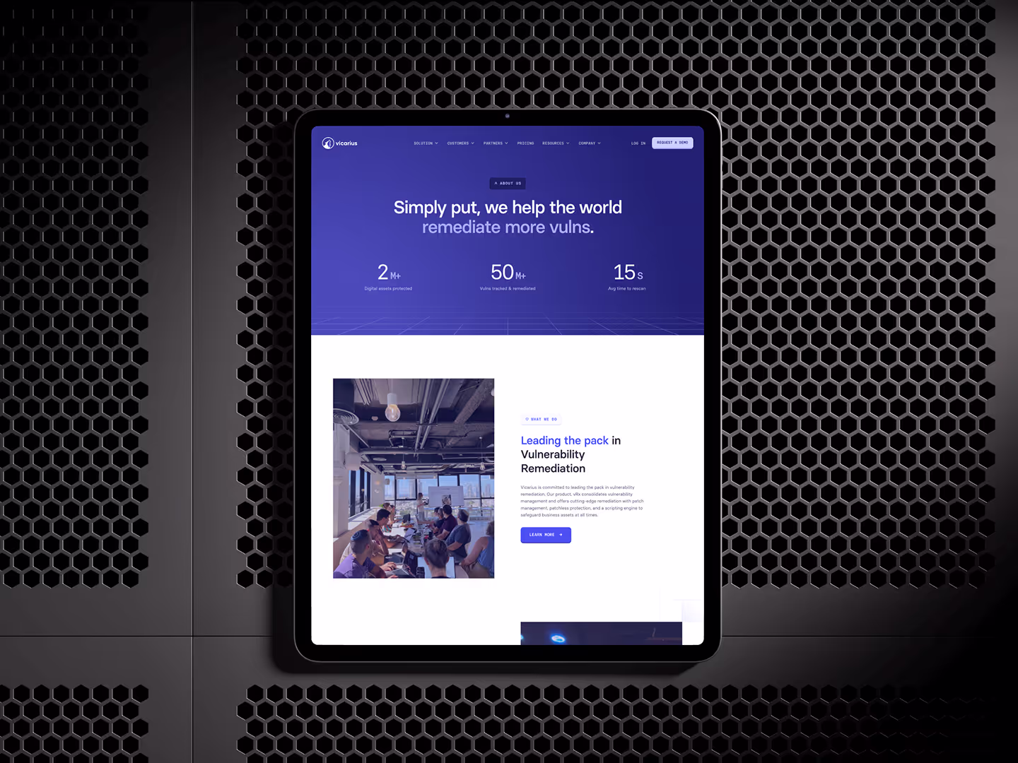 Blue hero section web design