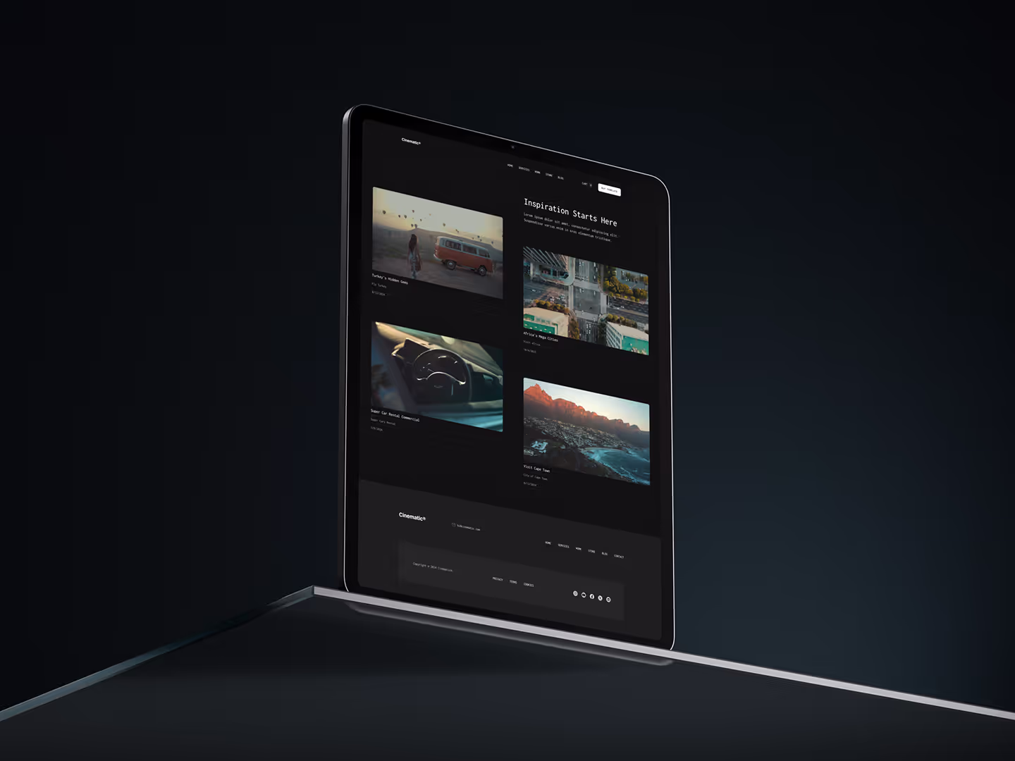 Dark grainy portfolio web design section for filmmakers and creative freelancers.