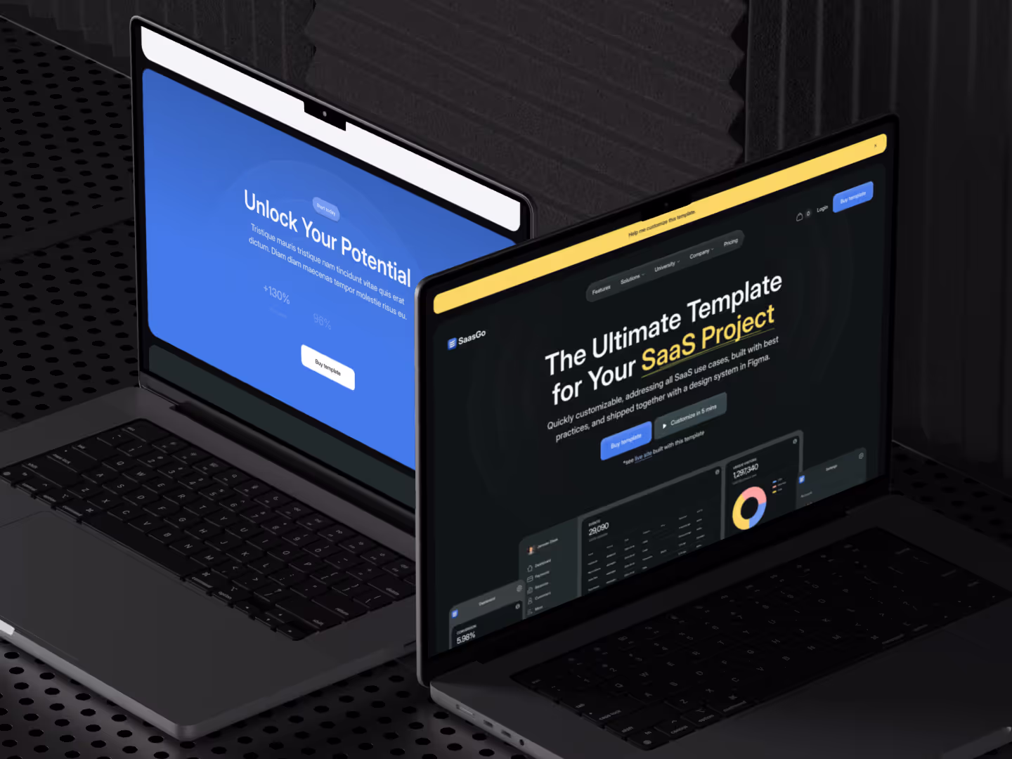 Dark webflow SaaS startup template hero section design.