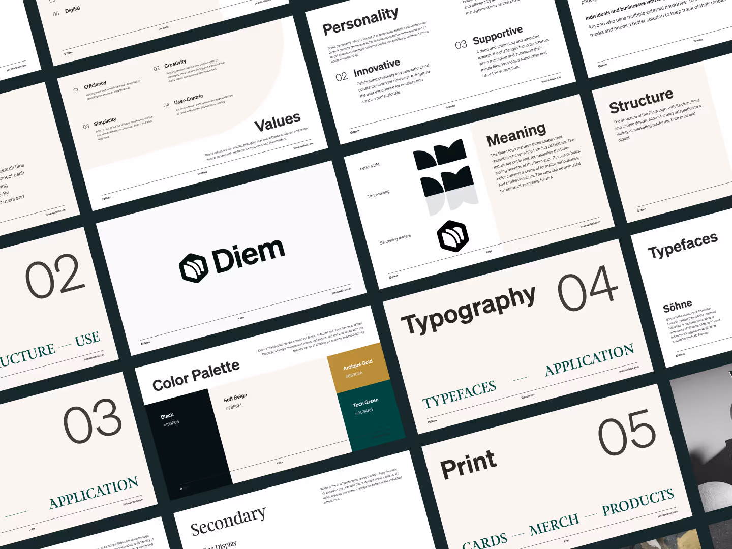 Branding kit of a Diem brand - data management software for filmmakers by Sam Kolder.